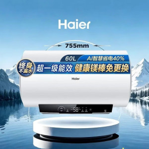 海尔一级能效60升储水式电热水器金刚搪瓷内胆整胆加热2200W速热节能