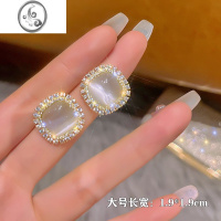 JiMi925银针水钻猫眼石复古小巧耳钉高级感耳环2023年新款女气质耳饰