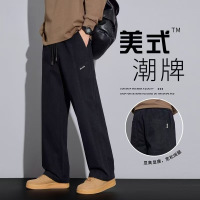 纯棉休闲裤男士春秋季新款潮牌宽松直筒工装阔腿运动长裤子春