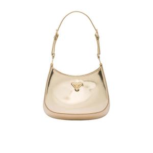 普拉达(PRADA)女士真皮单肩包金属五金三角徽标印花衬里通勤手提 裸色