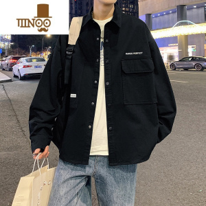 YANXU男士衬衫夹克春季高品质青少年新款工装开衫外套日系休闲薄款春装