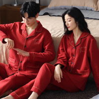 情侣睡衣春秋冬季棉质本命年喜庆结婚红色一男士一女士家居服套装_808