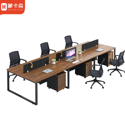 蒙卡森 MONCASSEN 职员办公桌现代职员桌简约屏风位电脑桌PF-07/套(六人位不含柜椅)