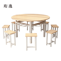 珩逸餐桌学校食堂小吃店快餐桌椅饭堂橡木色圆桌1200*750