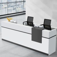 域赢办公前台接待台公司咨询台收银台现代简约迎宾前台桌创意服务桌板式办公家具吧台桌4.0*0.6*1.1米[长宽高]