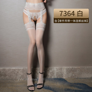 霏慕女式情趣丝袜性感情趣内衣丝袜透明蕾丝吊带一体连袜裤吊带袜长筒袜免脱开档套装女