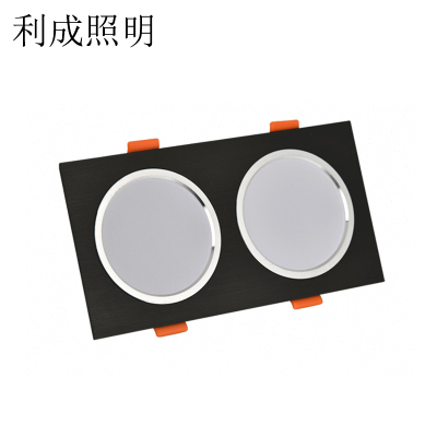 利成照明 双头嵌入式方形筒灯 2×12W格栅灯 LC1257