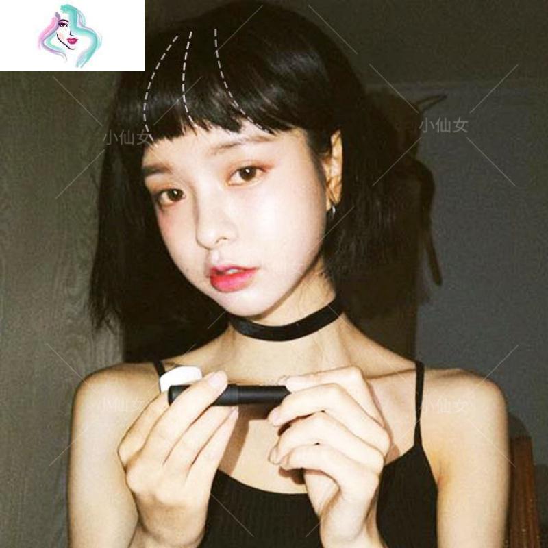 日系二次元狗啃刘海假发片隐形蓬松眉上短刘海自然修脸齐刘海发片 你