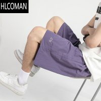 HLCOMAN户外速干紫色短裤男款夏季外穿宽松大码休闲运动男生跑步五分裤子