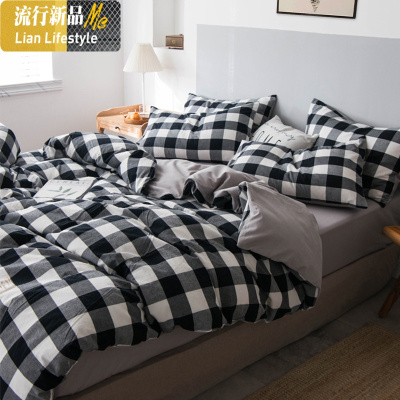 棉水洗棉四件套棉床单被套网红款学生宿舍三件套床上用品4 三维工匠