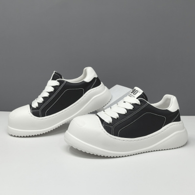 男生头层牛皮白大头鞋男款潮鞋真皮百搭饼干鞋欧洲站小众休闲鞋男