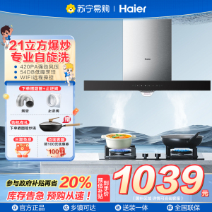 海尔(Haier)抽油烟机21大吸力 420pa大风压 高频自旋洗 挥手控制 欧式吸油烟机E900T11