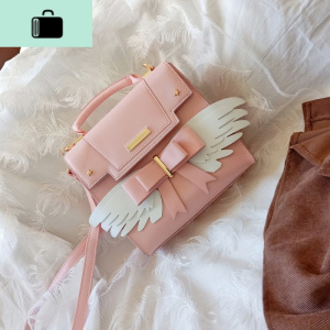 洛丽塔日系大包包女2020新款翅膀蝴蝶结lolita大容量单肩斜挎JK包NEW LAKE 萝莉粉色女斜挎包 萝莉粉色