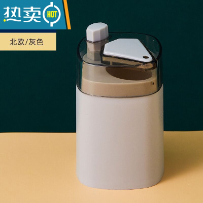 敬平牙签盒创意自动弹出家用客厅按压式餐厅牙签筒罐便携式随身牙签筒 按压式[北欧灰]
