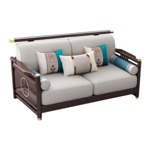 翌嘉 YJ-20136 办公沙发新中式实木沙发双人位