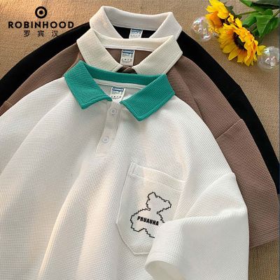 美式短袖衫男潮牌宽松ins设计感小众情侣翻领t恤男夏季上衣服t恤品牌