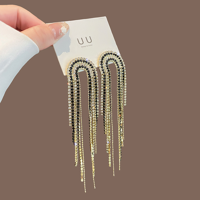 超闪长款流苏耳环2024新款高级感耳坠小众独特夸张拍照耳饰女送女朋友老婆情人节七夕生日礼物