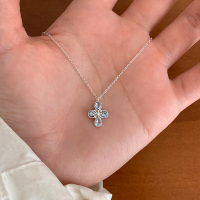 纯银蓝色锆石十字架项链轻奢高级感气质大气锁骨链2025新款女送女朋友老婆情人节七夕生日礼物