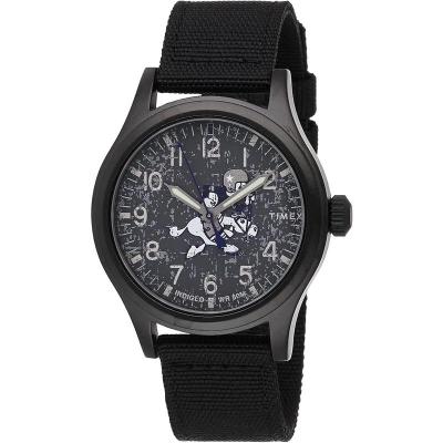 石英 fabric表带男款商务休闲手表灰盘黑带