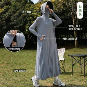 冰丝防晒衣女长款夏全身防紫外线户外出行轻薄透气防晒服