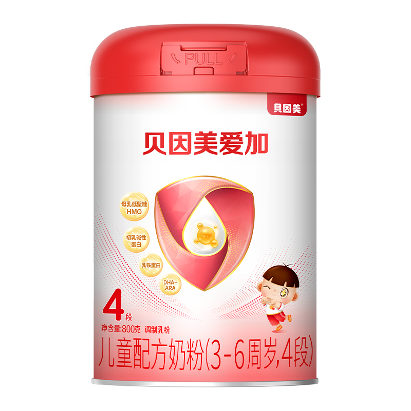 贝因美爱加奶粉儿童配方奶粉(3-6岁,4段)800g 罐装含珍稀乳铁蛋白