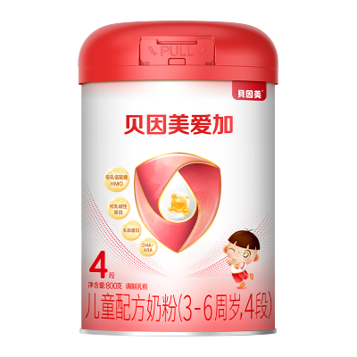 贝因美爱加奶粉儿童配方奶粉(3-6岁,4段)800g 罐装含珍稀乳铁蛋白
