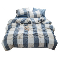 啄木鸟(PLOVER) 啄木鸟(PLOVER) 全棉水洗棉四件套-蓝白水洗真丝绣花四件套-墨绿230*250cm±5cm