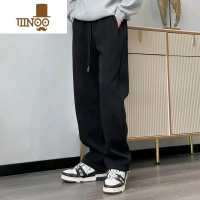 YANXU阔腿运动裤男士宽松直筒潮牌高街卫裤款休闲裤子坠感慵懒长裤