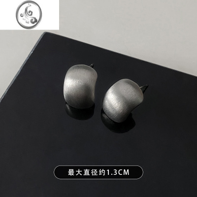 JiMi复古哑光弧形豆豆耳钉女小众高级感S925银针耳环新款气质个性耳饰