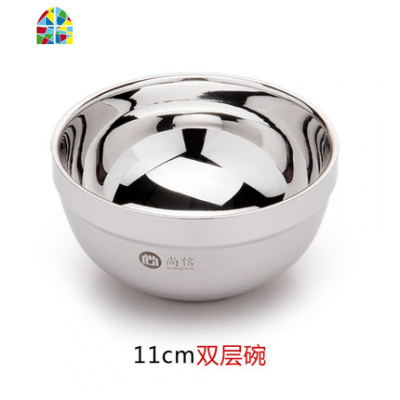 不锈钢碗面碗带盖饭碗汤碗家用大号铁碗小碗中式双层防烫吃饭餐碗 FENGHOU 20CM双层碗1个(不带盖)