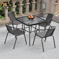 金菲罗格户外桌椅庭院露天阳台室外休闲椅子 波尔多4椅+80cm方桌