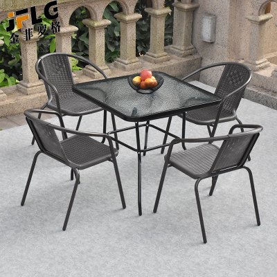 金菲罗格户外桌椅庭院露天阳台室外休闲椅子 波尔多4椅+80cm方桌