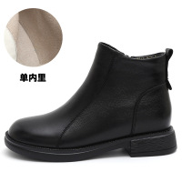 头层牛皮马丁靴女25冬季加绒加厚冬季复古厚底保暖女靴妈妈鞋棉鞋