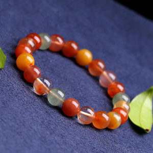 天然优质彩色福禄寿水晶手链女款多宝单圈唯美手串7A级6-12毫米送女朋友老婆情人节七夕生日礼物