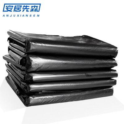 安居先森黑色标准垃圾袋大号平口塑料袋铁路环卫宾馆批发标准黑色100*110 100只/包