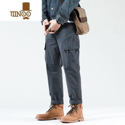 YANXU款直筒复古工装裤男春季配马丁靴宽松美式多口袋休闲男士裤子