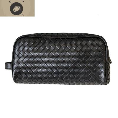 手拿包男2020新款编织男包韩版休闲真皮手抓包大容量牛皮男士手包艾狄伊娃黑色