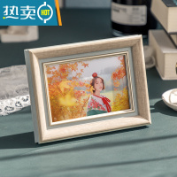 敬平欧式照片相框摆台高级感5寸6寸7寸8寸10寸A4画框像框摆件支架木框 弧边亚麻色 10寸(可放20.3*25.4cm