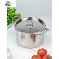 加厚不锈钢汤锅 带盖燃气电磁炉炖锅 家用加深双耳平底奶锅具 FENGHOU 24cm-配盖