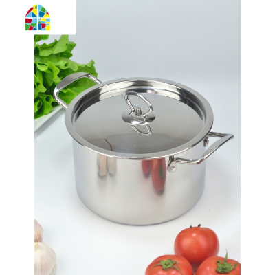 加厚不锈钢汤锅 带盖燃气电磁炉炖锅 家用加深双耳平底奶锅具 FENGHOU 24cm-配盖