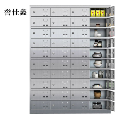 誉佳鑫201不锈钢食堂带锁餐具柜40门餐盘柜钥匙锁1800*1350*400