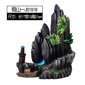 鱼缸假山造景摆件植物仿真水盆景水族装饰石头套餐鱼缸造景