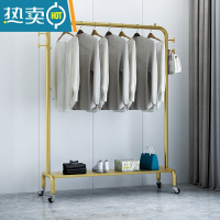 敬平挂衣架落地简易卧室内房间家用晾衣服器置物架衣帽多功能柜带轮 纳米金色长160高155带轮+带板晾晒架