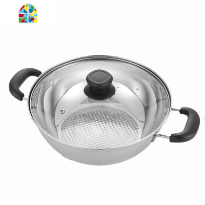 304不锈钢电磁炉汤锅加厚复底 家用商用火锅专用锅具不粘平底 FENGHOU 28工艺一层复底合适2-3人