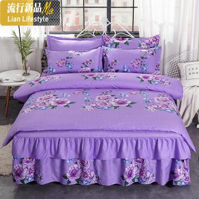 韩版四件套棉磨毛棉床裙床套款公主风被单少女心结婚网红床单 三维工匠