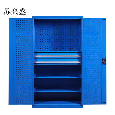 苏兴盛办公柜工具柜加厚铁皮储物柜工厂车间用带抽屉汽修多功能收纳柜通门内二抽柜蓝色