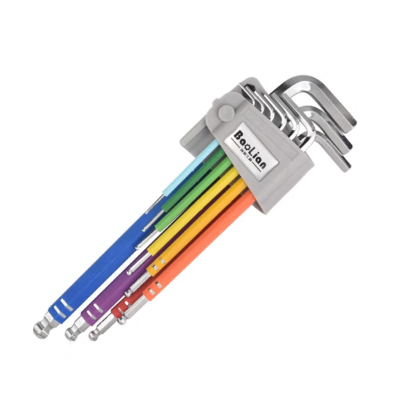 晨洲 内六角扳手万能套装内六方螺丝刀6角工具彩色六角加长六匙多功能加长球头9件套