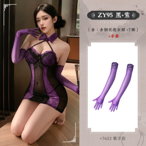 霏慕钢托聚拢小胸显大女式情趣睡衣性感情趣内衣钢圈睡裙床上免脱月夜秘事暗欲透视连衣裙ZY95