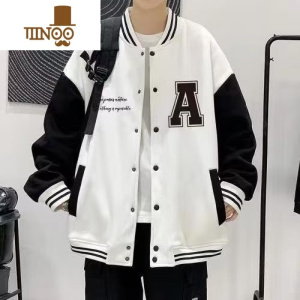 YANXU美式棒球服外套男士春宽松痞帅高街男款加绒休闲夹克上衣潮