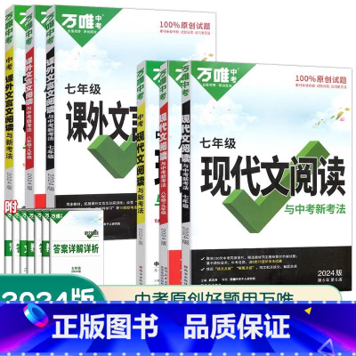 中考 [现代文+文言文] 2本 初中通用 [正版]2024万唯中考语文阅读理解专项训练初中七八九年级现代文课外文言文初一